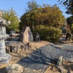 庭木、灯篭があります。